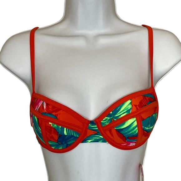 NWT Xhilaration Bralette Push Up Bikini Top Tropical Print Underwire Back XS - Picture 7 of 14